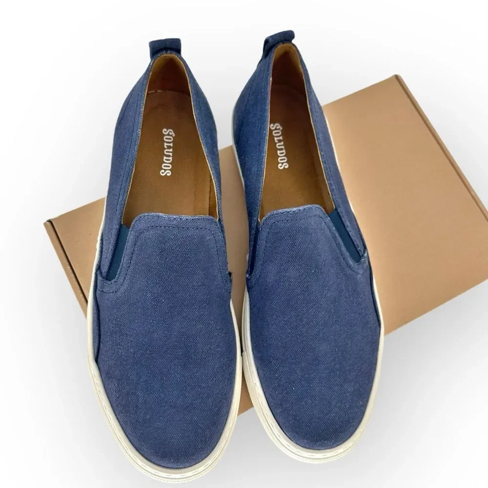 SOLUDOS MEN’S ALGARVE SLIP ON SNEAKER NAVY -‎ size 12- NIB